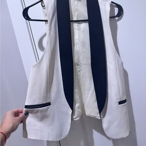 Forever 21 White Vest with Black Trim